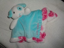 Dog Betsey Johnson Teal Blue Pink Rose Flower Plush Baby Security Blanket