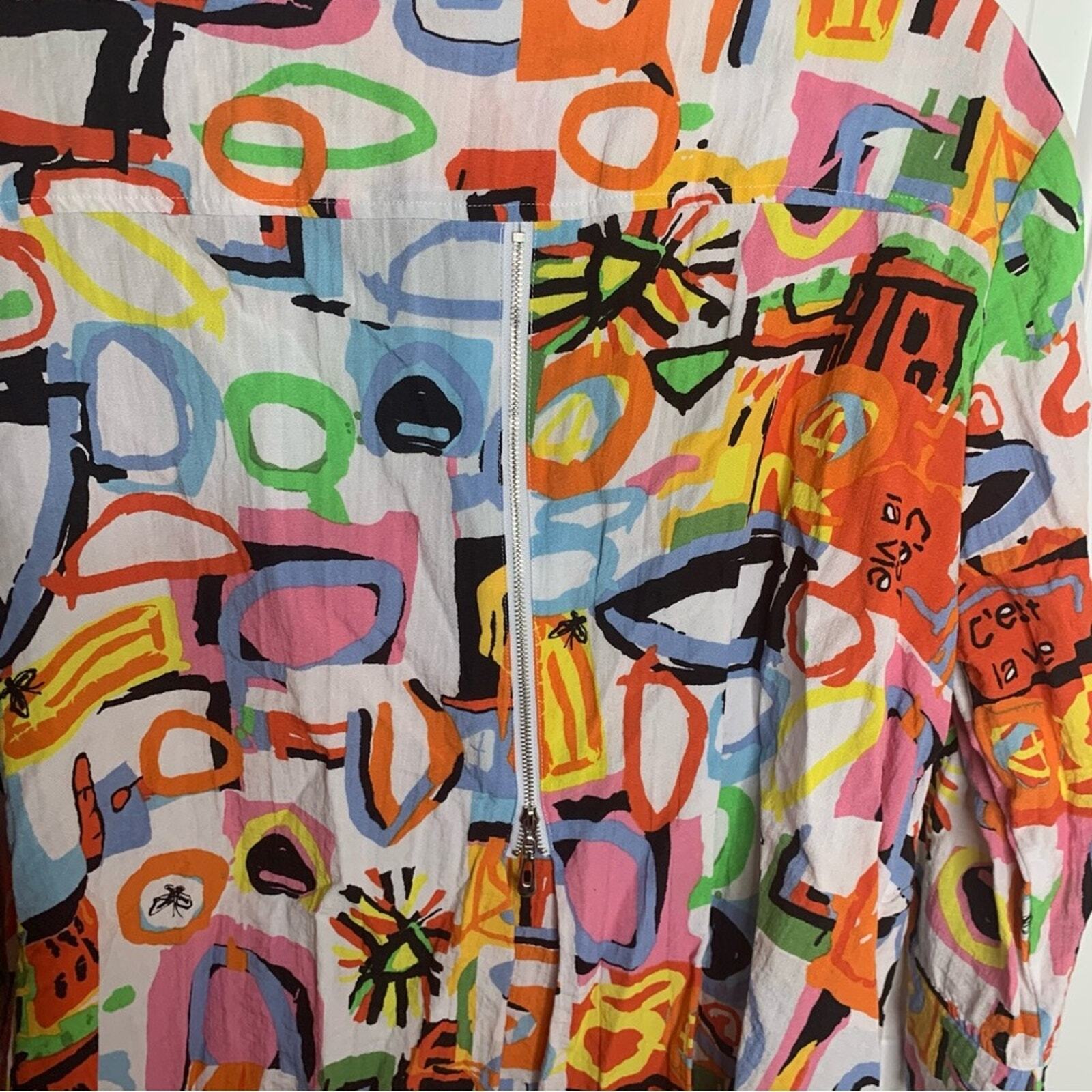 Ali Miles colorful abstract patchwork blouse Peti… - image 3