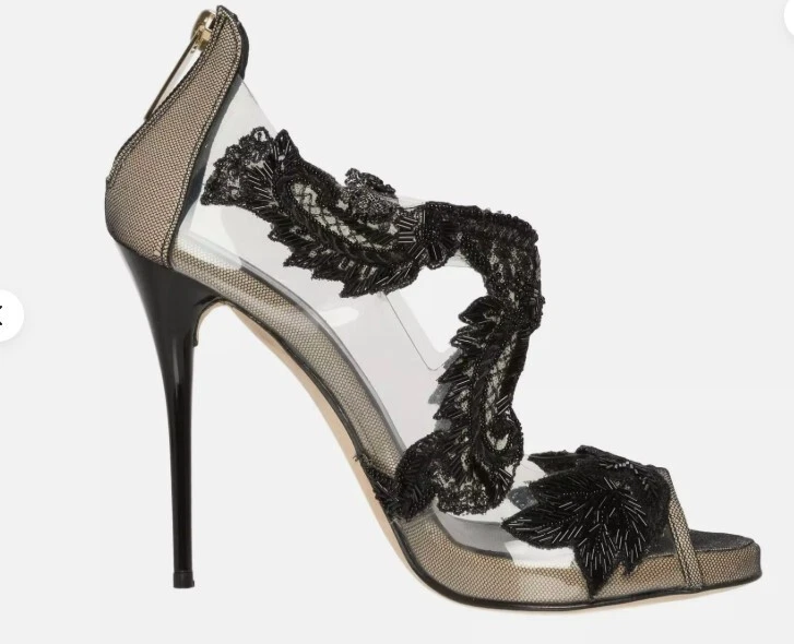 40/9❤️Hecho ITALIA Oscar De La Renta Cuero y PVC Tacones Altos Plataforma Bombas Foto 2 de 2