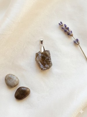 Real Smoky Quartz Crystal Pendant / Charm (Silver Tone) for Necklace Or Jewelry