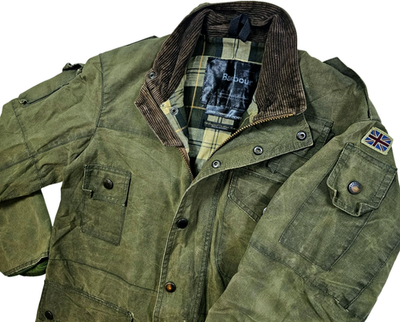 HOT VINTAGE Men's BARBOUR COWEN COMMANDO PARKA LINED OLIVE WAXED