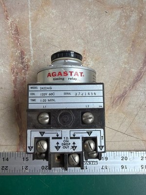 AGASTAT 2422AG TIMING RELAY 120V 60C 1-20 MIN ADJUSTABLE T.D. ON DROP OUT