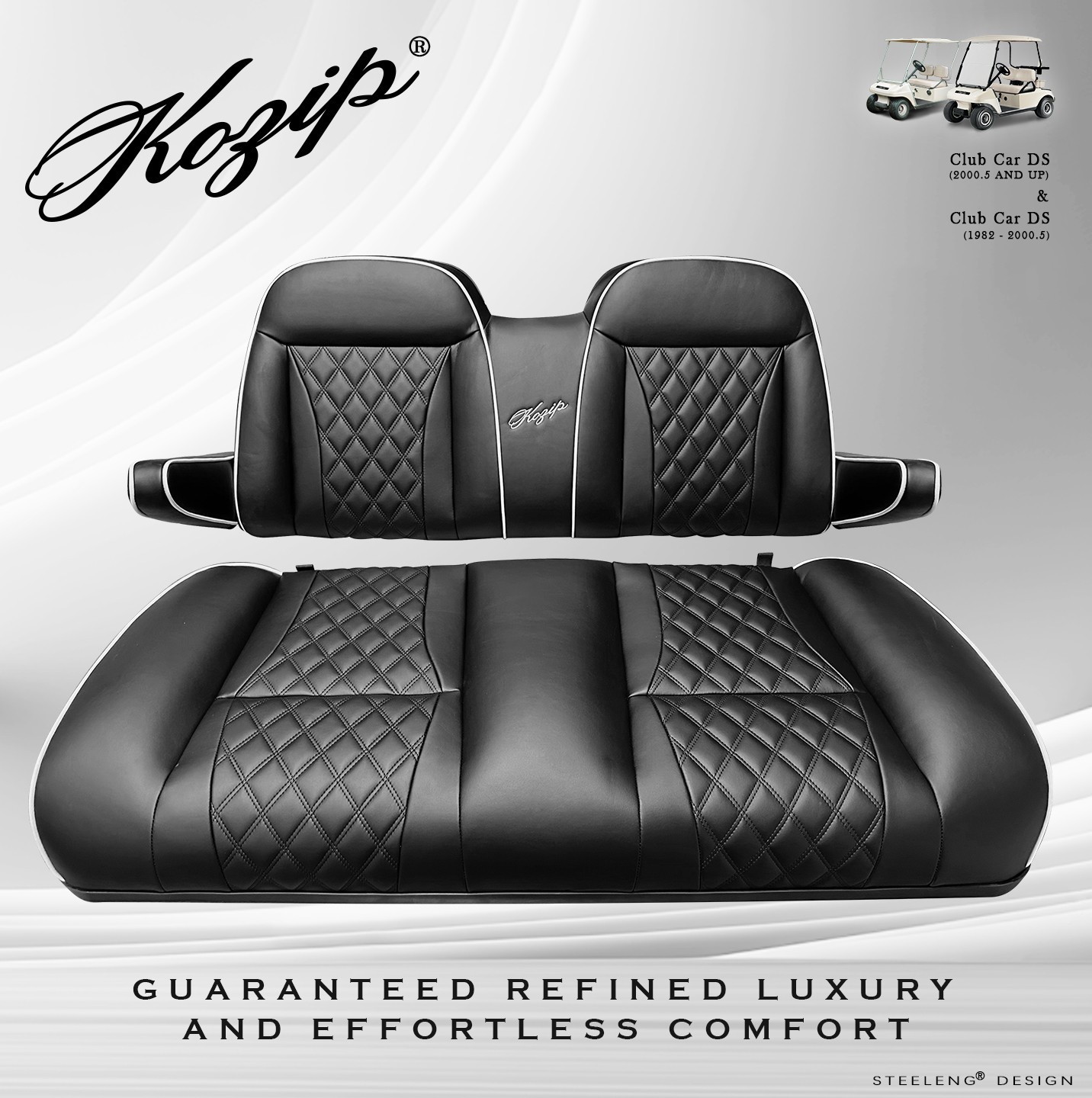 Cart Front Seat/backrest Cushion Set (black)