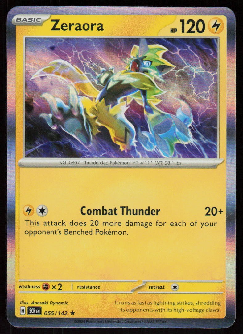 Zeraora 55/142 Rare Stellar Crown Pokemon Holo Near Mint