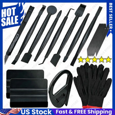 Automotive Vinyl Wrap Kit With Tools Black Vinyl Car Compatible Plastic Ex..