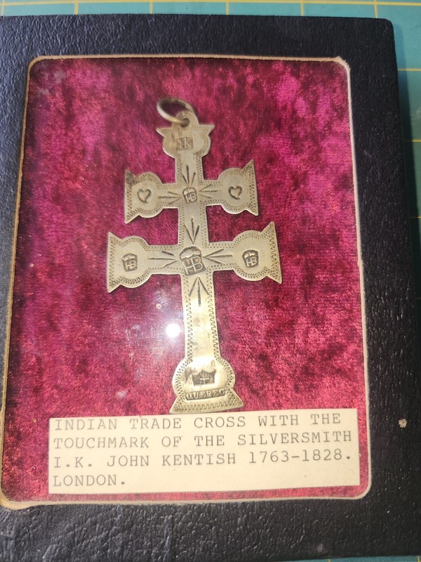 Hudson Bay Native American Trade Silver Cross Montreal, I.K. JOHN KENTISH 1763 