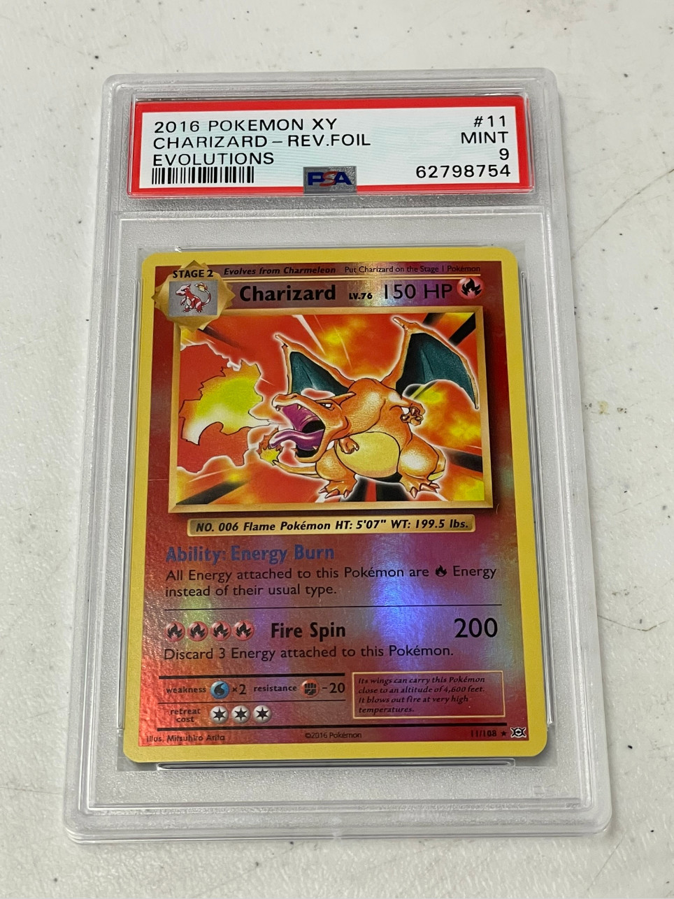 2016 Pokemon XY Evolutions Charizard Reverse Holo Foil #11/108 PSA 9