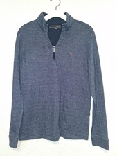 Greg Norman Viertelreißverschluss Pullover Herren Small Blau Langarm Golf Hai Logo