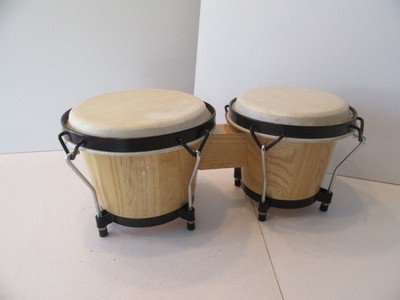 vintage BONGOS afrikanische Keshuo ? Trommel Holz Naturfell/Leder ca. 40x18x20cm