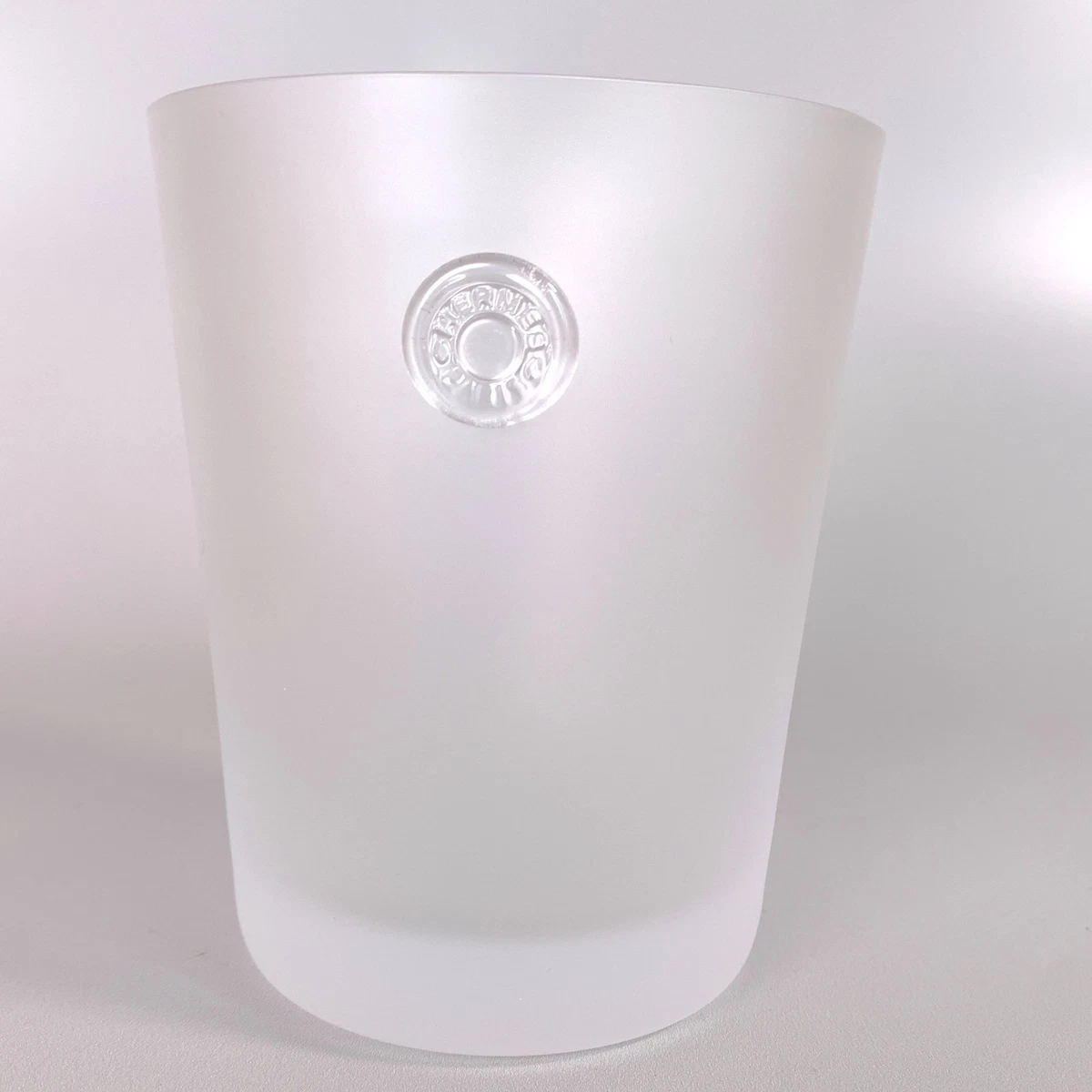 Hermes Paris Sellier Serie Crystal Frosted Glass Rock Tumbler Glassware with Box