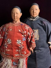 Pair Of Antique Door Of Hope Mission Carved Wood Cloth Bride And Groom Dolls Pair Of Antique Door Of Hope Mission Carved Wood Cloth Bride And Groom Dolls