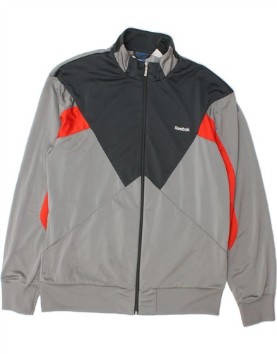 Reebok Herren Trainingsanzug Oberteil Jacke Medium Grau Colourblock Polyamid CX01 - Bild 1 von 5