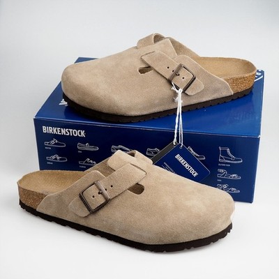 Men's Birkenstock Boston Soft Footbed Wide Suede Clog - Taupe | eBay