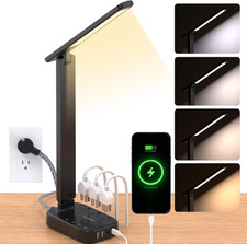 Small LED Desk Lamp Power Strip 5Ft Extension Cord with 3 Outlets 4 USB Ports 2
