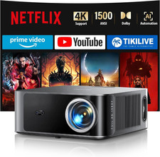  1500 ANSI/36W Dolby Audio/Built-In Apps Smart-Projector-4K with Wifi6 and 2-Wa