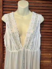 Nylon Lace Trimmed Deep V Lingerie sleep Gown Dress Large