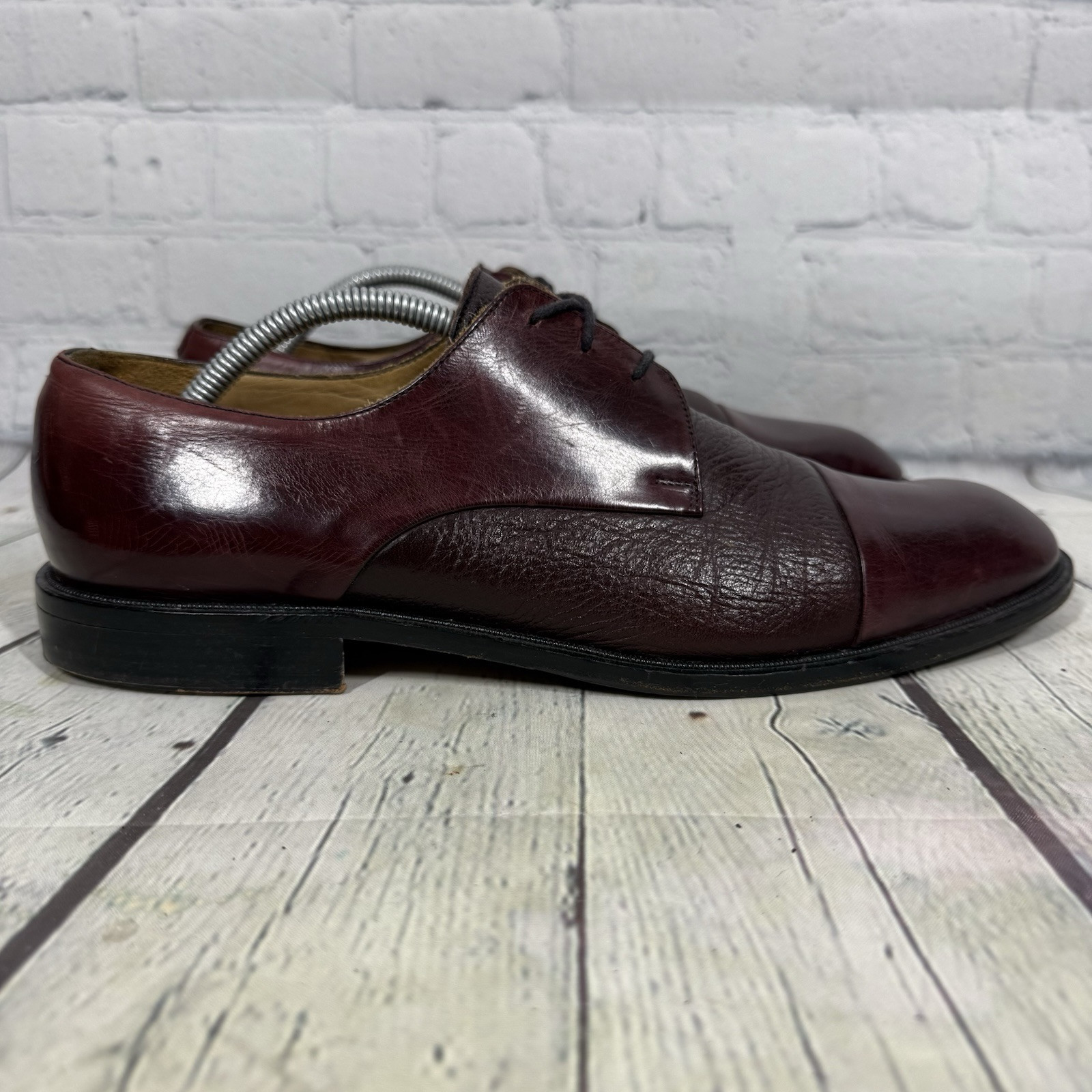SAOLA Scarpe Oxford Johnston & Murphy Cellini da uomo taglia 11 5 in pelle di vitello bordeaux
