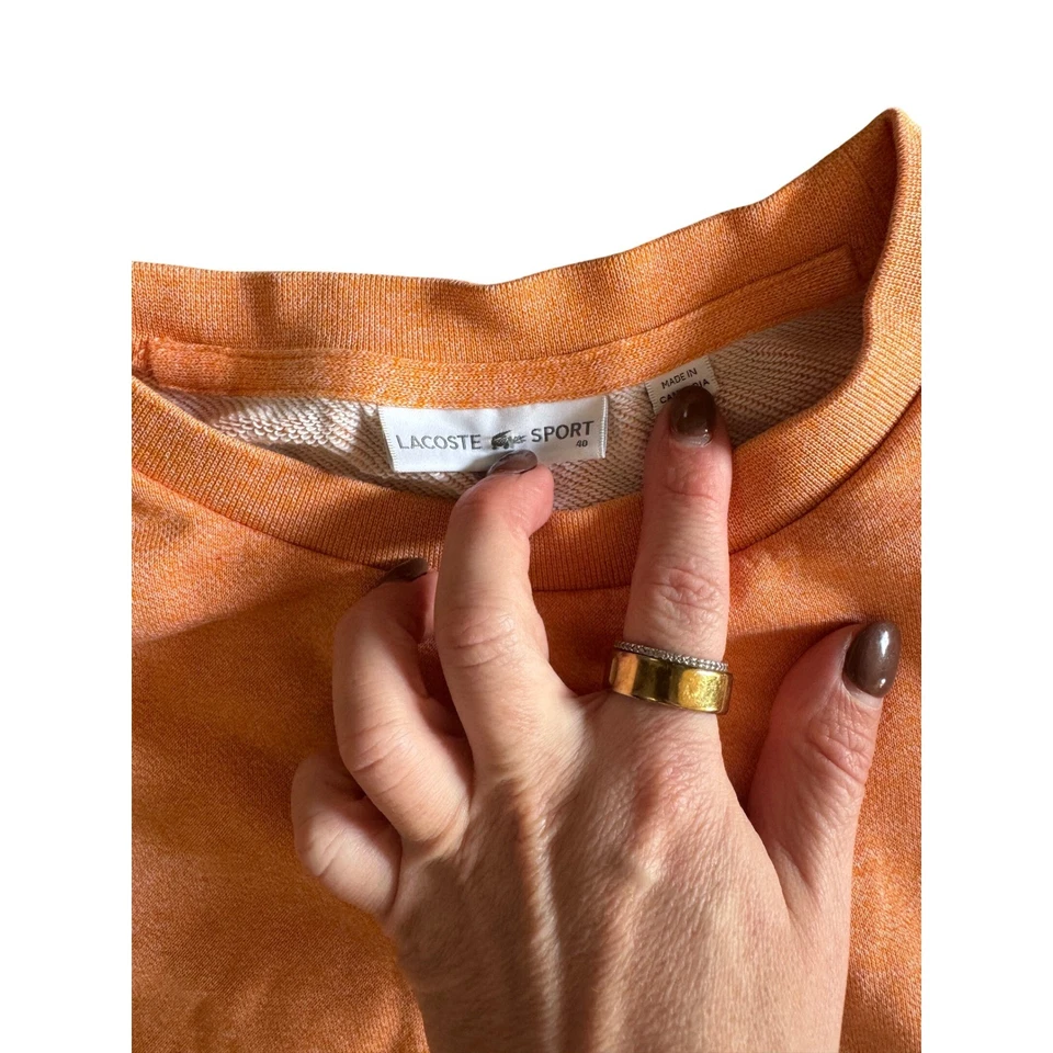 Sudadera deportiva Lacoste naranja cuello redondo pequeña logotipo de cocodrilo talla 40 Foto 4 de 4