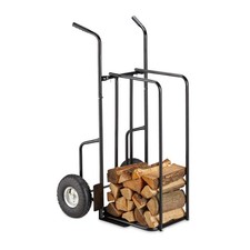 Log cart Firewood Trolley 200 kg Log Transport Cart Wheeled Wood Cart Black