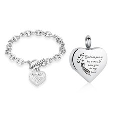 Infinity Heart Cremation Bracelet for Ashes - Stainless Steel Urn Bangles for...