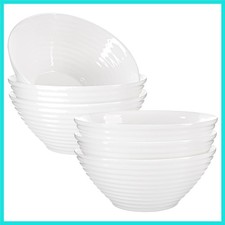 White Tempered Glass Salad Bowls 6 Pack Serving Bowls 30 oz Soup Bowls Set fo...