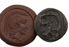 Ancient Greek Emperor Intaglio Carved Bronze Seal Disc,Greek Bronze Signet