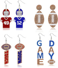 4 Pairs of Acrylic Football Earrings Cool Punk Football Sports Dangle Earrings L