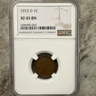 1915 d Lincoln wheat cent NGC XF 45 BN Scarce Date