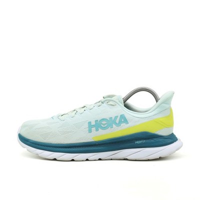 Hoka One Herren Mach 4 Schuhe Mint/Blau/Gelb Mesh Niedriger Laufschuhe EU 43 1/3