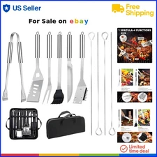 Stainless Steel BBQ Grill Tool Set 11pcs Utensils Portable Outdoor Camping