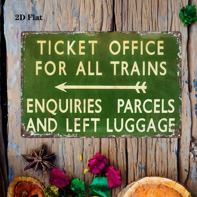 [Vintage Railway Ticket Sign] Tin Metal Signs Home Décor Railway Ticket Board Si