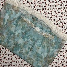 Sag Harbor Petite Vintage Pleated Chiffon Floral Midi Skirt Lace Hem Medium