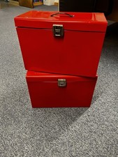 A4 Metal Filing Box Red with Black Handle 