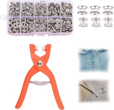 Snap Button Kit, 200 Sets 0.37'' Metal Snap Buttons with Fastener Pliers Press T