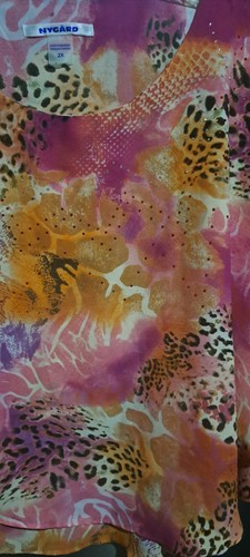 Ladies Peter Nygard Shirt Pink Orange Leopard Flowing Cape Poncho 2X - Picture 6 of 10