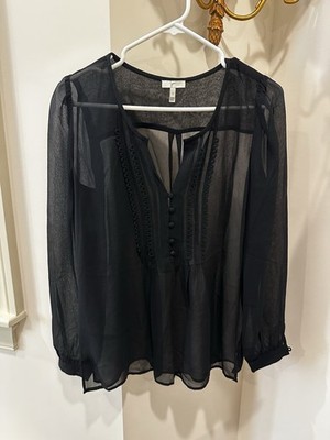 Joie Black Sheer Tunic Blouse Size M Black