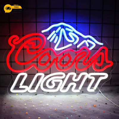 Coors Light Bier Leuchtreklame mit Berg Logo Design für Hausbar Mann Höhle Spiel