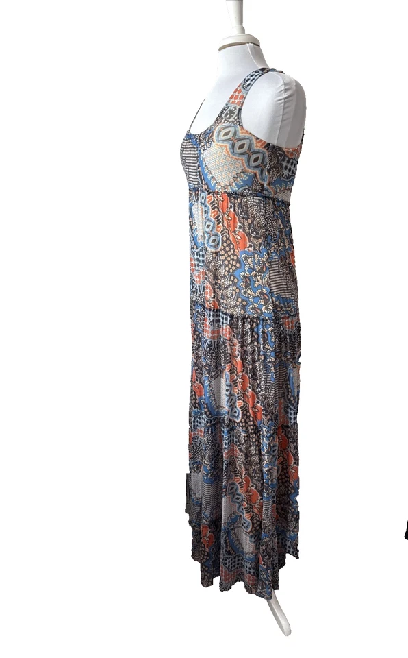 Maxi Vestido Hippie Weston Wear Para Mujer S Boho con Volantes en Niveles Sin Mangas Colorido Foto 3 de 4
