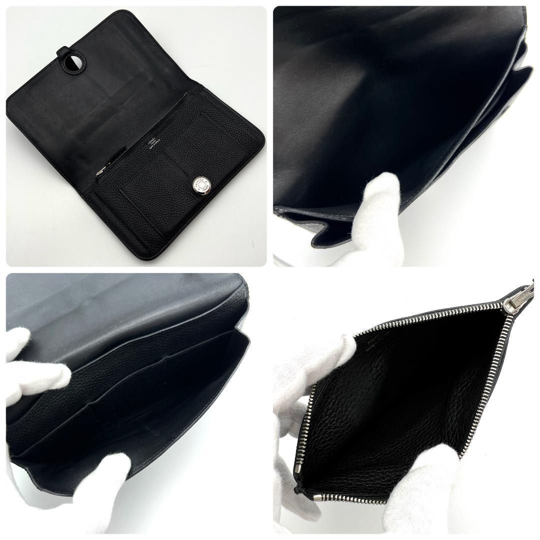 Hermes Dogon GM Wallet Black Silver Hardware 20cmx12cm 7.9in x 4.7in thumbnail 4