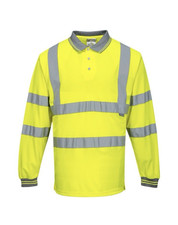 Portwest S277 Hi Vis Reflective Long Sleeved Safety Work Polo Shirt ANSI