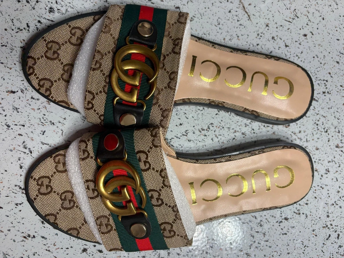 GUCCI 18SS ロゴ ストラップ サンダル ブラック マジックテープ GUCCI