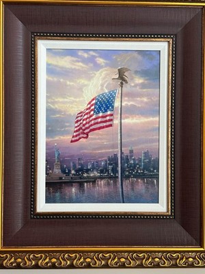 THOMAS KINKADE - Light of Freedom - CANVAS -  American Flag LIMITED EDITION