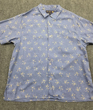 Nat Nast Shirt Mens M Blue Button Up Short Sleeve 100 Silk Luxury Original