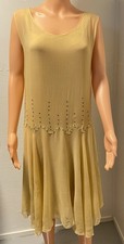 Vintage Yellow Silk Crepe 1920 s Dress Slip Rhinestone Trim