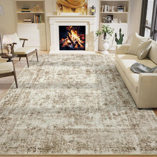 8X10 Area Rug Beige Living Room Rug Washable Abstract Rug for Bedroom Non Slip R
