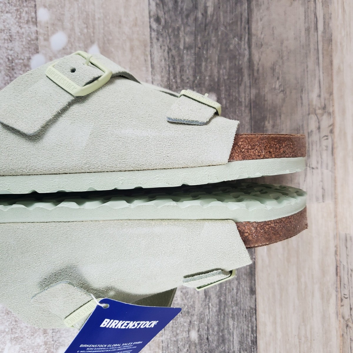 Birkenstock Zurich Mens Slide Sandal Sz 12 Comfort Faded Lime Suede buckle Strap Birkenstock Zurich Mens Slide Sandals Sz 10 Faded Lime Suede  main image 4