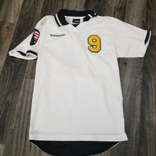 Mens Vintage Diadora Soccer Jersey Small White Black Statue Of Liberty Patch