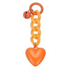 Plastic Cute Heart Keychain for Women for Handbag Orange