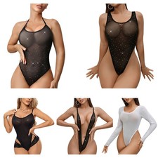 Women Jumpsuits Rave Rompers Zipper Leotards Festival Bodysuit Shoot Lingerie