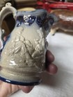  ANTIQUE  STAFFORDSHIRE FLOW BLUE COPPER LUSTER BEARDED PITCHER/ CREAMER  1840S — photo 6